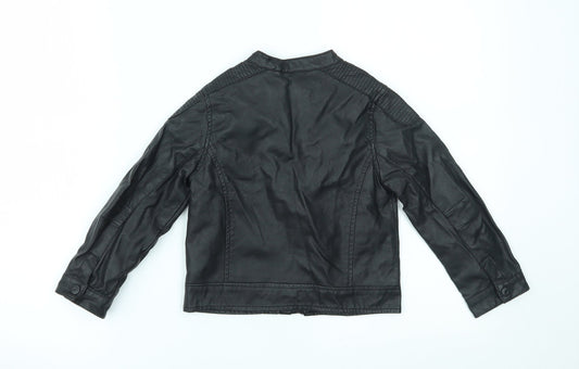 okaidi Boys Black   Motorcycle Jacket Jacket Size 3 Years
