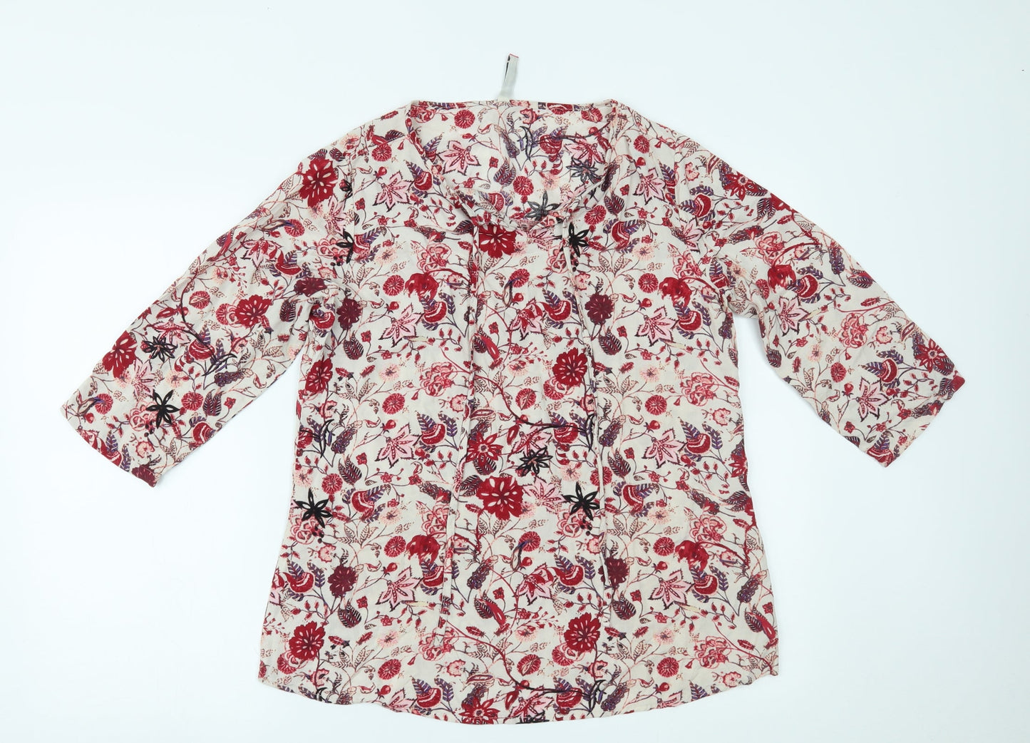 Denim Jeans & Casuals Womens Red Floral  Basic Blouse Size L