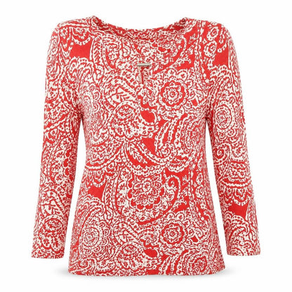Classics Womens Red Floral  Basic T-Shirt Size 12