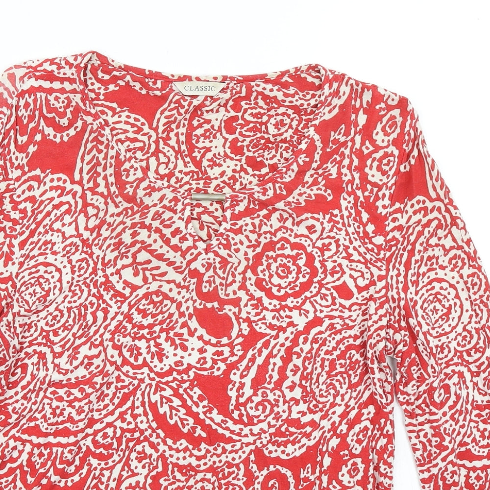 Womens UK Size 12 Classic Red Basic T-Shirt