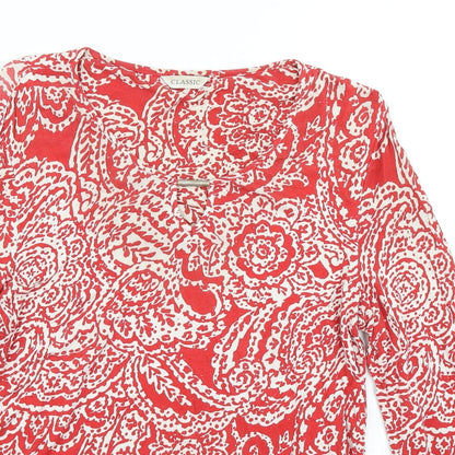 Womens UK Size 12 Classic Red Basic T-Shirt