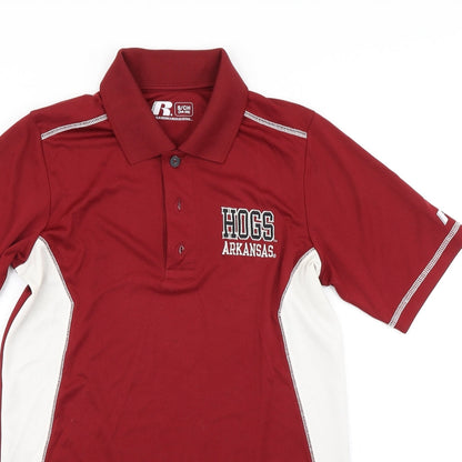 Russell Mens Red Colourblock   Polo Size S