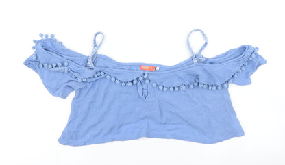 Womens UK Size M River Island Blue Cropped T-Shirt