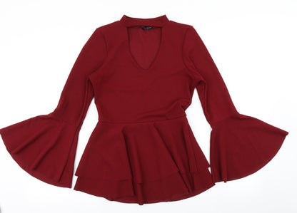 Womens UK Size 10 Look of the Day Red Basic Blouse
