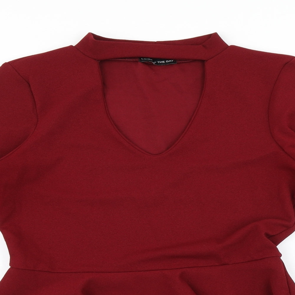Womens UK Size 10 Look of the Day Red Basic Blouse