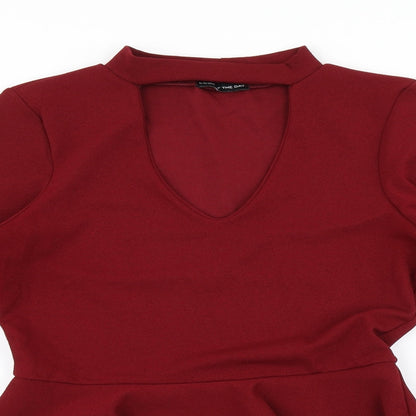 Womens UK Size 10 Look of the Day Red Basic Blouse