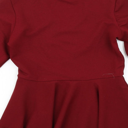 Womens UK Size 10 Look of the Day Red Basic Blouse