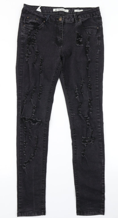 LJ Collection Womens Black  Denim Skinny Jeans Size 12 L29 in
