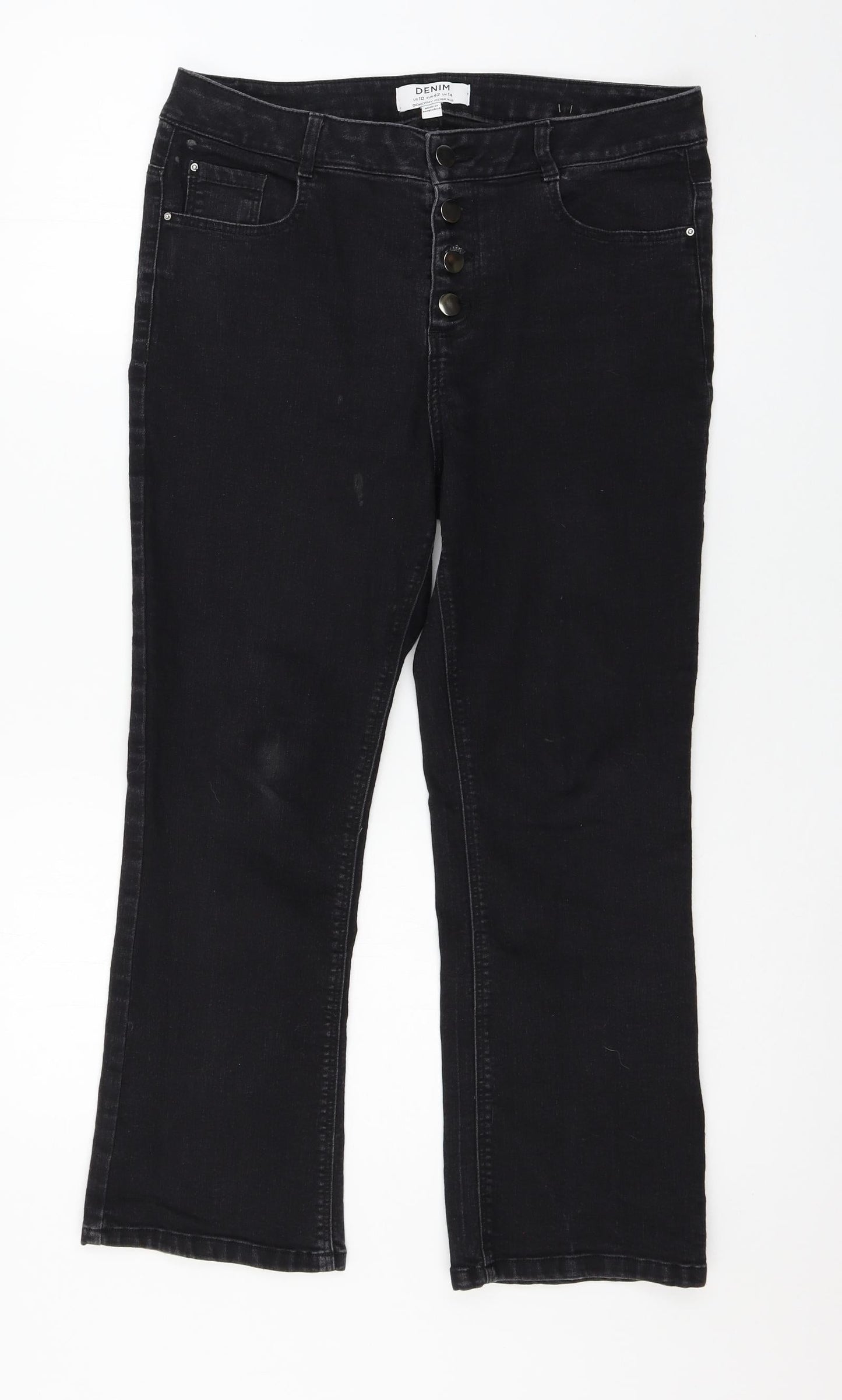 Dorothy Perkins Womens Black  Denim Straight Jeans Size 14 L24 in