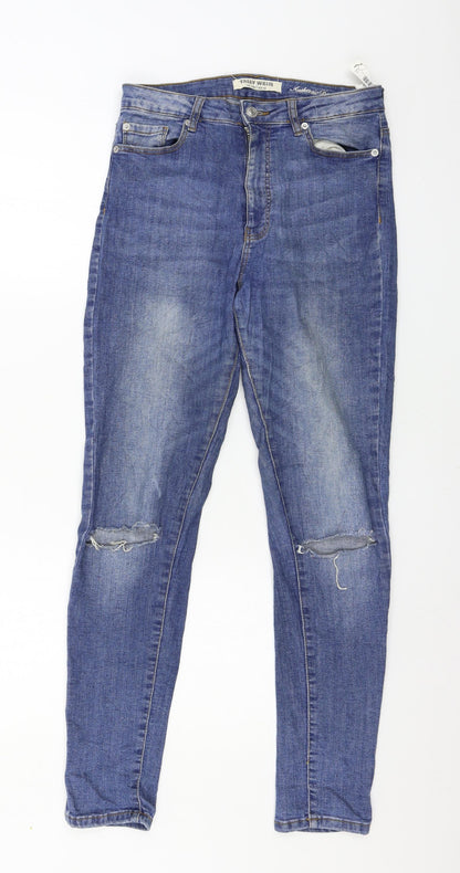 Womens UK Size 12 TALLY WEiJL Regular Fit Skinny Blue Jeans
