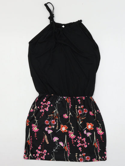 Preworn Womens Black Floral Jersey Mini  Size S