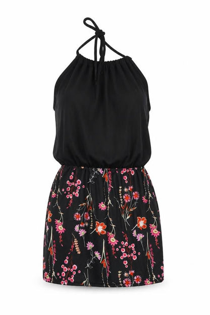 Preworn Womens Black Floral Jersey Mini  Size S