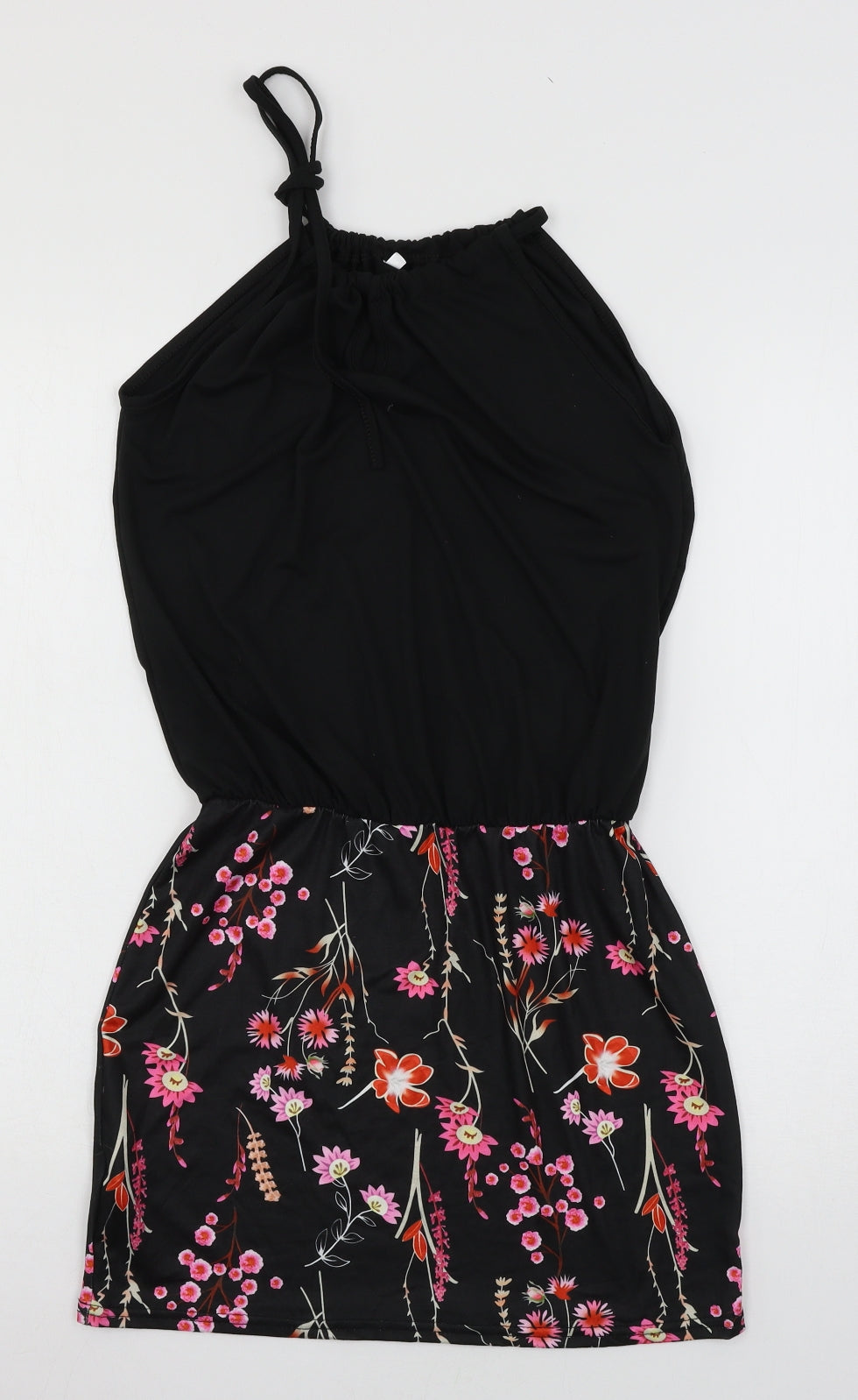 Preworn Womens Black Floral Jersey Mini  Size S