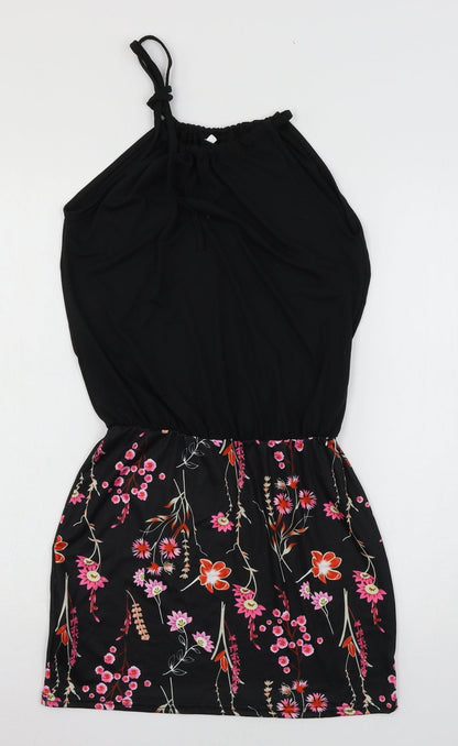 Preworn Womens Black Floral Jersey Mini  Size S