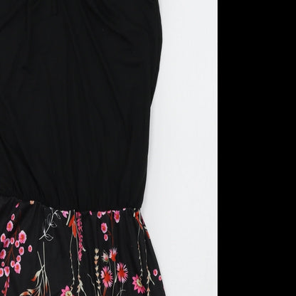 Preworn Womens Black Floral Jersey Mini  Size S