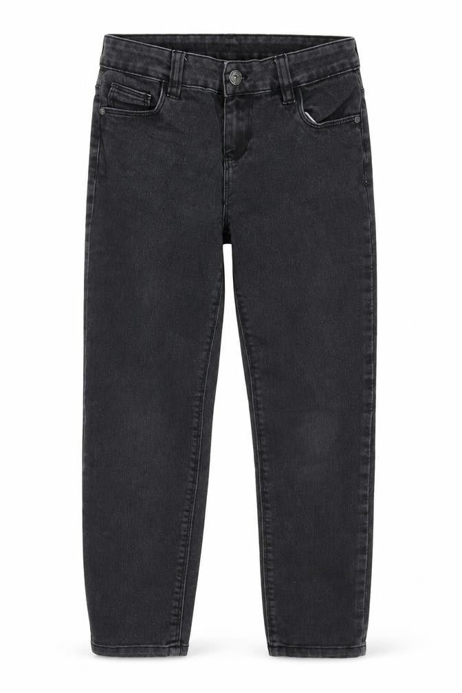 Front view of Denim & Co. girls’ grey denim skinny jeans, size 9-10, years