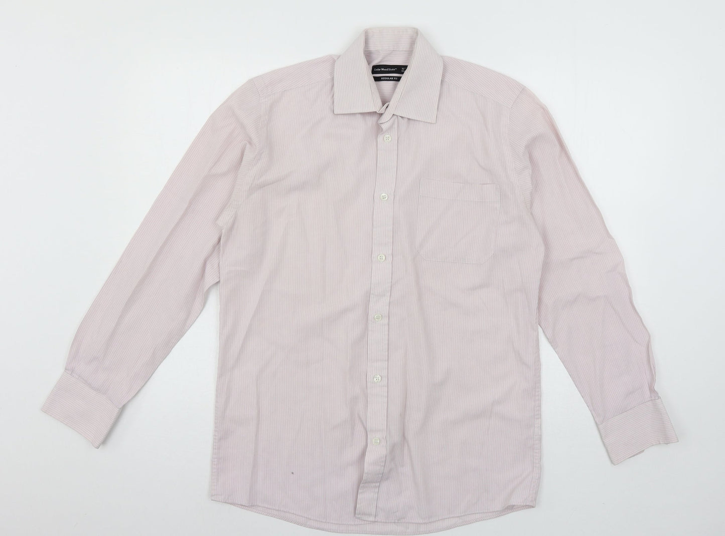 Mens UK Size 15 Cedar Wood State Pink  Button-Up Long Sleeve Casual Shirt