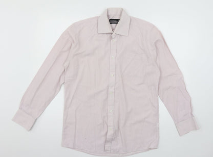 Mens UK Size 15 Cedar Wood State Pink  Button-Up Long Sleeve Casual Shirt