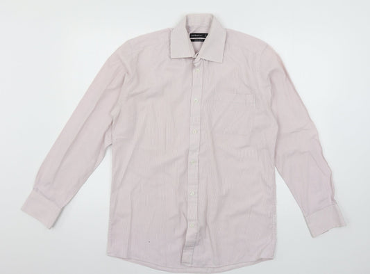 Mens UK Size 15 Cedar Wood State Pink  Button-Up Long Sleeve Casual Shirt