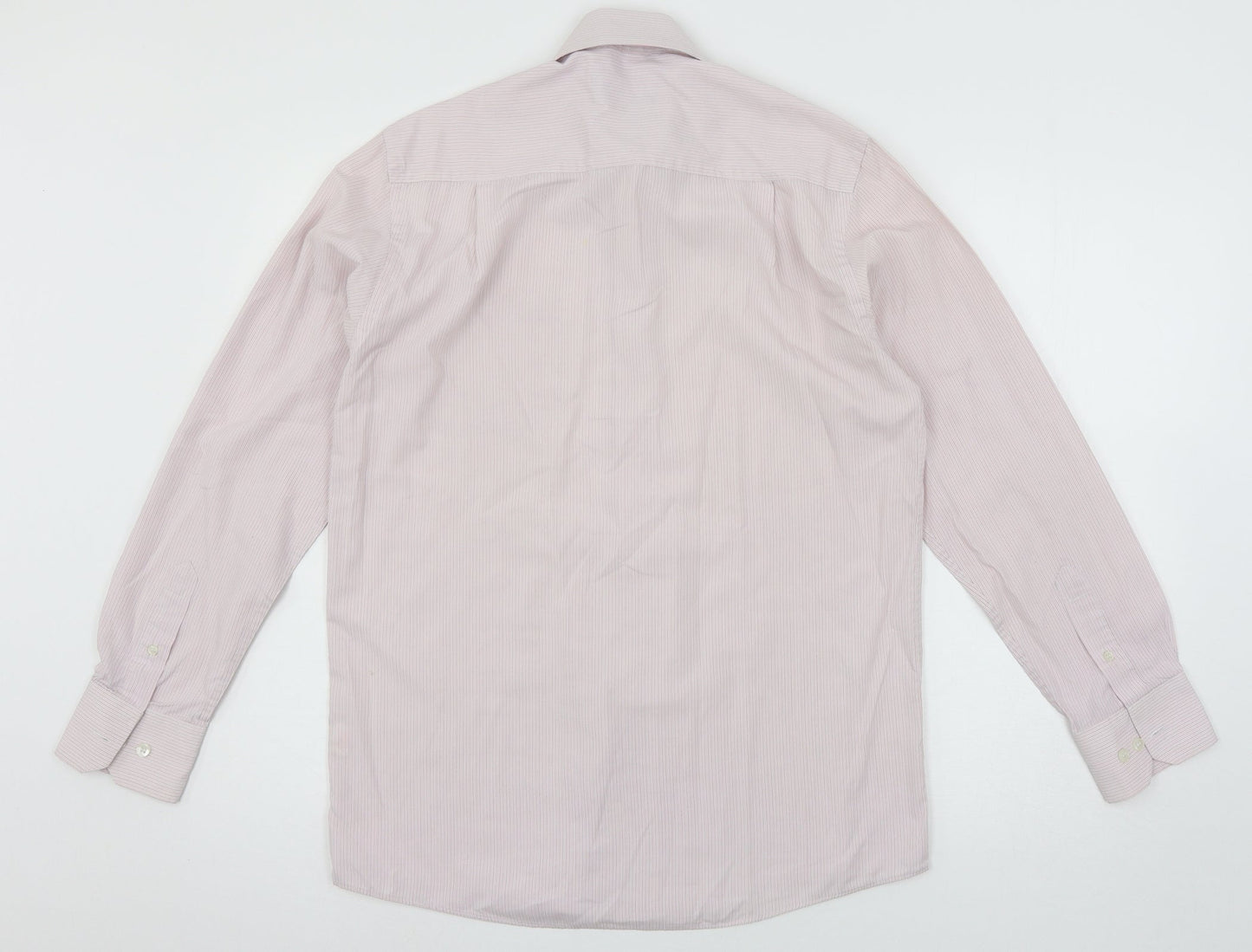 Mens UK Size 15 Cedar Wood State Pink  Button-Up Long Sleeve Casual Shirt