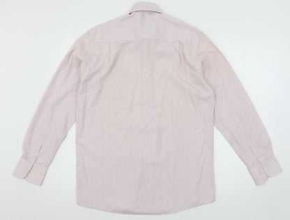 Mens UK Size 15 Cedar Wood State Pink  Button-Up Long Sleeve Casual Shirt