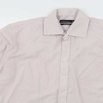Mens UK Size 15 Cedar Wood State Pink  Button-Up Long Sleeve Casual Shirt