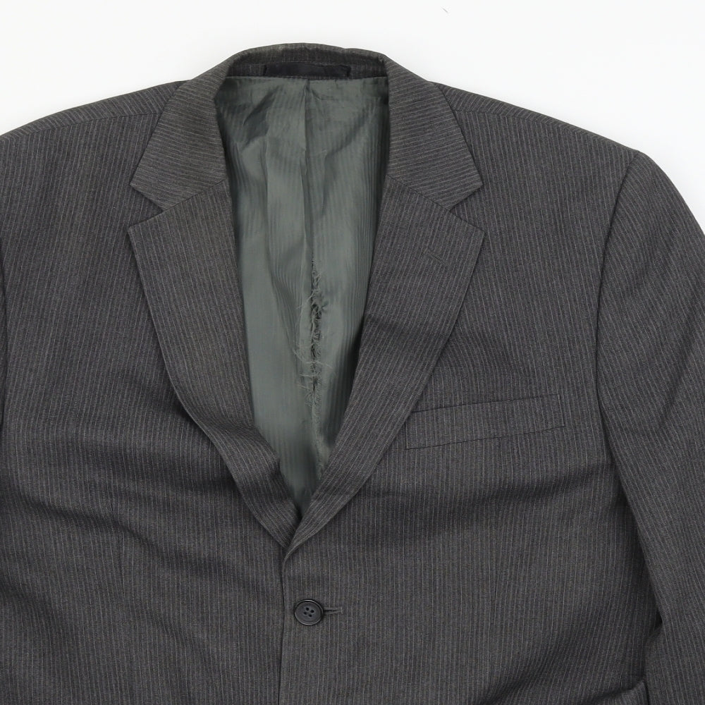 George Mens Grey Striped  Jacket Suit Jacket Size L