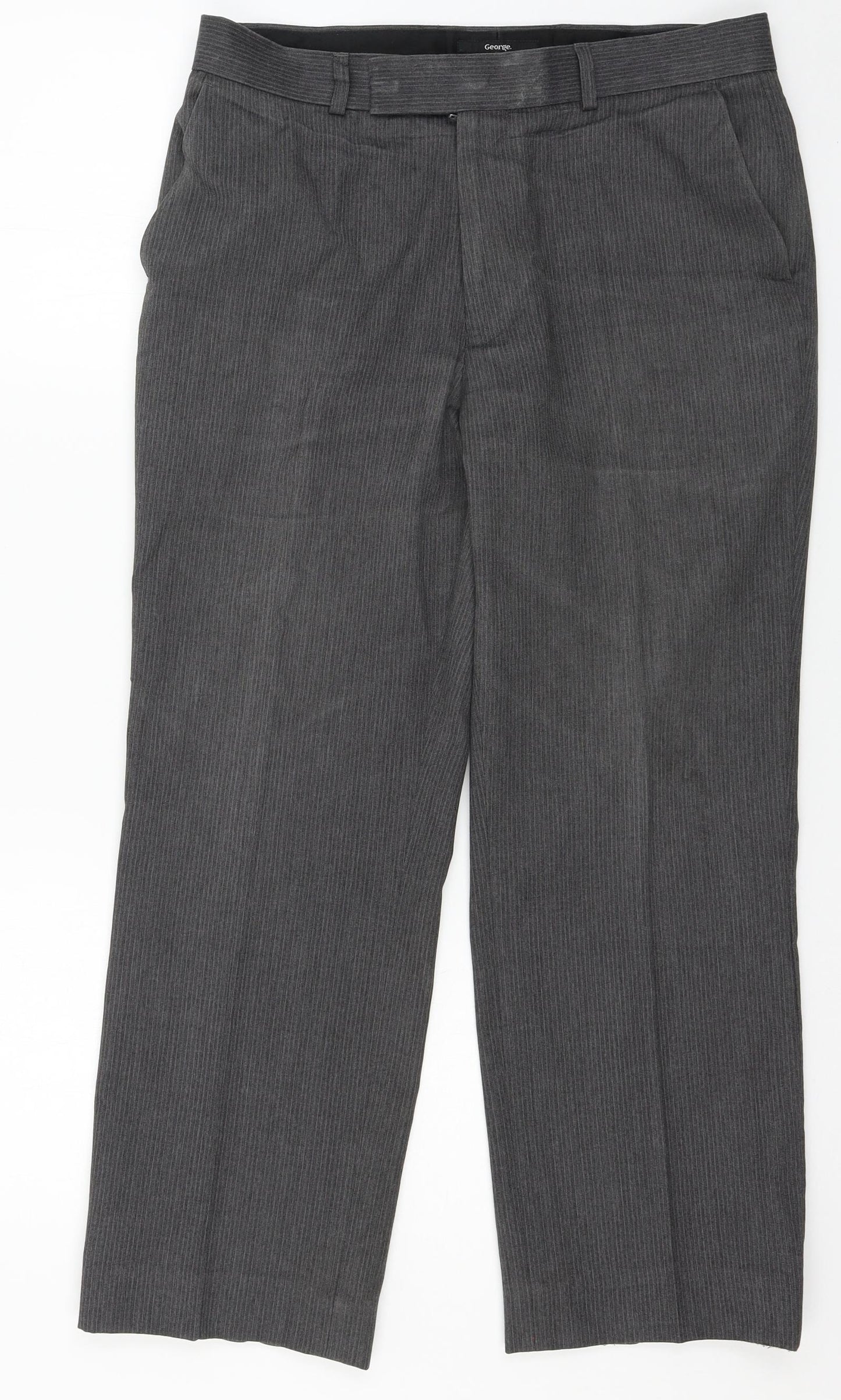 George Mens Grey Striped  Trousers  Size 32 in L29 in