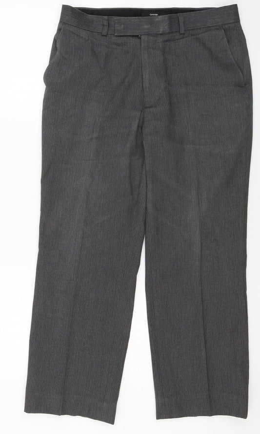 George Mens Grey Striped  Trousers  Size 32 in L29 in