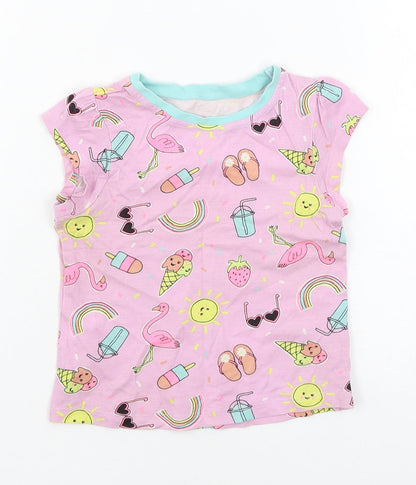 George Girls Pink Geometric Jersey Basic T-Shirt Size 18-24 Months  - Ice Cream