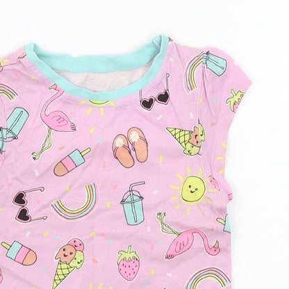George Girls Pink Geometric Jersey Basic T-Shirt Size 18-24 Months  - Ice Cream