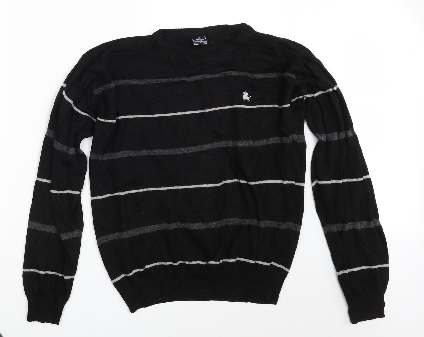 Apollon & Cakarli Mens Black Striped  Pullover Sweatshirt One Size