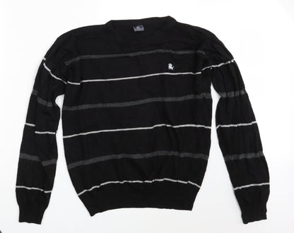 Apollon & Cakarli Mens Black Striped  Pullover Sweatshirt One Size