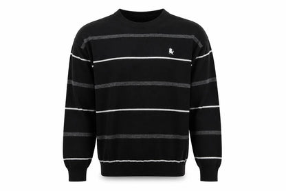 Apollon & Cakarli Mens Black Striped  Pullover Sweatshirt One Size