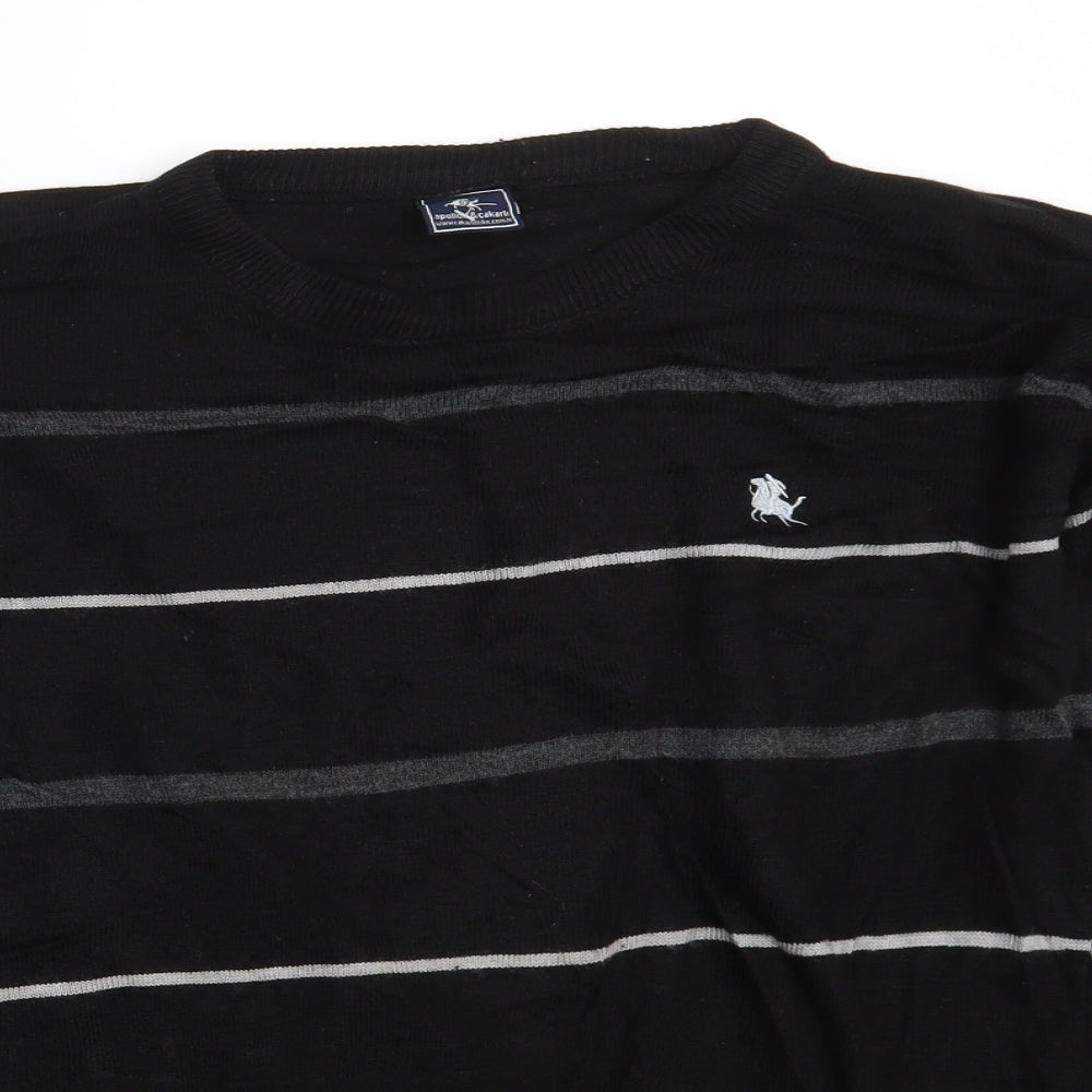 Apollon & Cakarli Mens Black Striped  Pullover Sweatshirt One Size