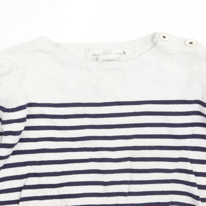 H&M Girls White Striped  Pullover Jumper Size 10-11 Years