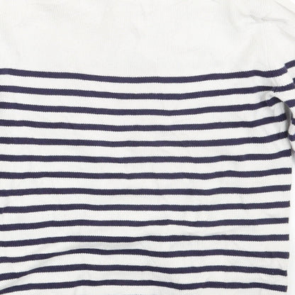 H&M Girls White Striped  Pullover Jumper Size 10-11 Years