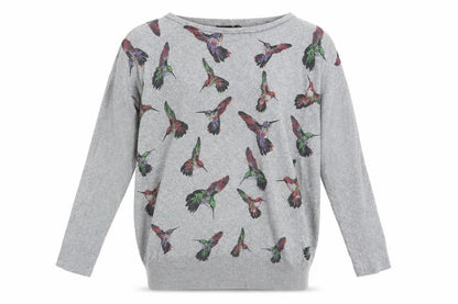Ravi Famous Womens Grey Animal Print  Pullover Sweatshirt One Size