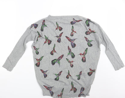 Ravi Famous Womens Grey Animal Print  Pullover Sweatshirt One Size