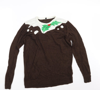 Saxnet Limited Mens Brown   Pullover Jumper Size S  - Seasonal Christmas Festive Holiday