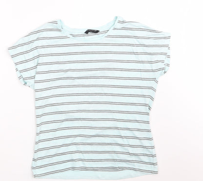 Viz A Viz  Womens Blue Striped  Pullover Sweatshirt Size 12