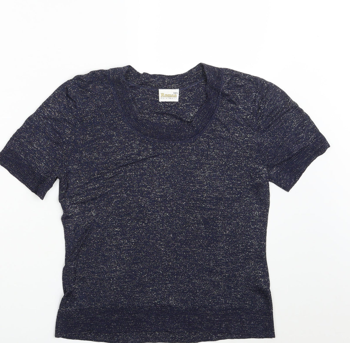 Additional front view of Roman women’s blue pullover sweatshirt, size M