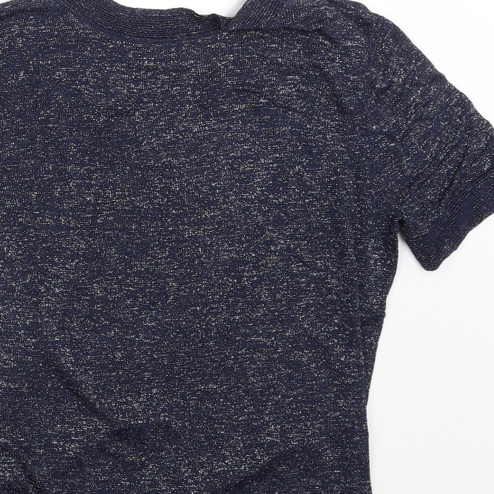 Brand and care label for Roman women’s blue pullover sweatshirt, size M