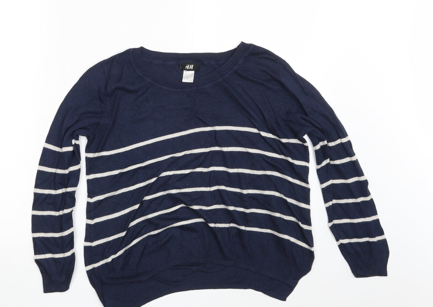 H&M Womens Blue Striped  Pullover Sweatshirt Size M