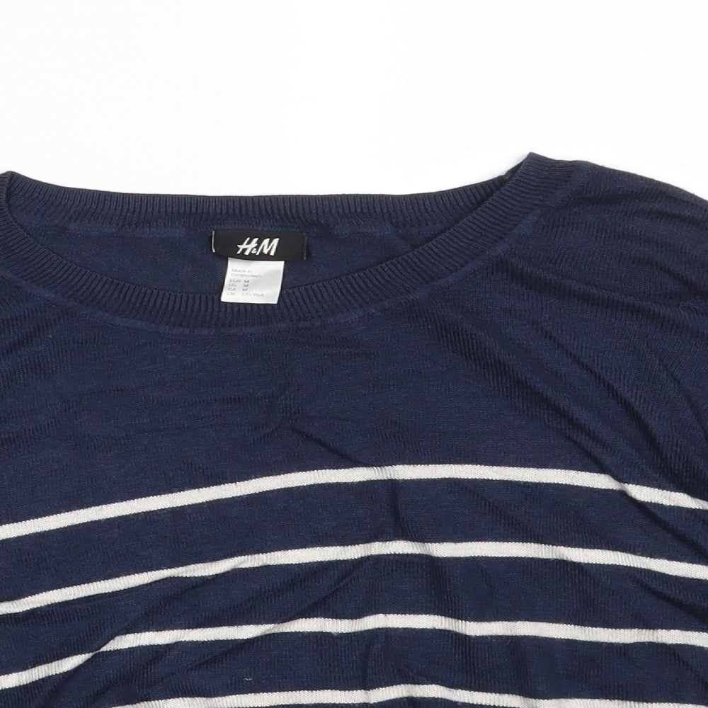 H&M Womens Blue Striped  Pullover Sweatshirt Size M