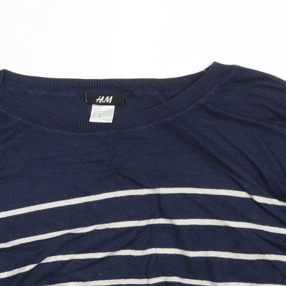 H&M Womens Blue Striped  Pullover Sweatshirt Size M