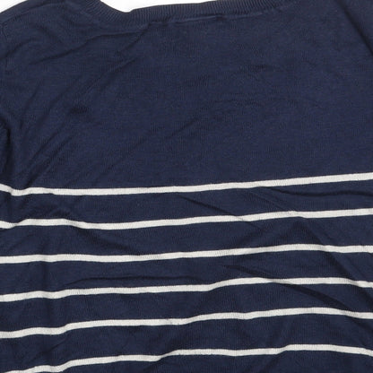 H&M Womens Blue Striped  Pullover Sweatshirt Size M