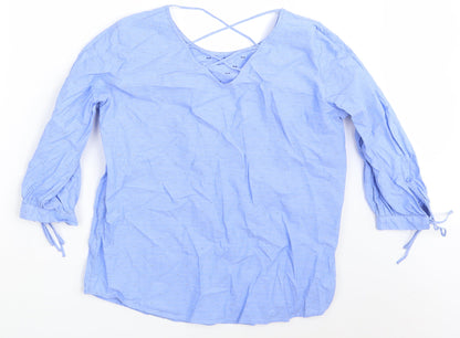 Womens UK Size 12 TOM TAILOR Blue Basic Blouse