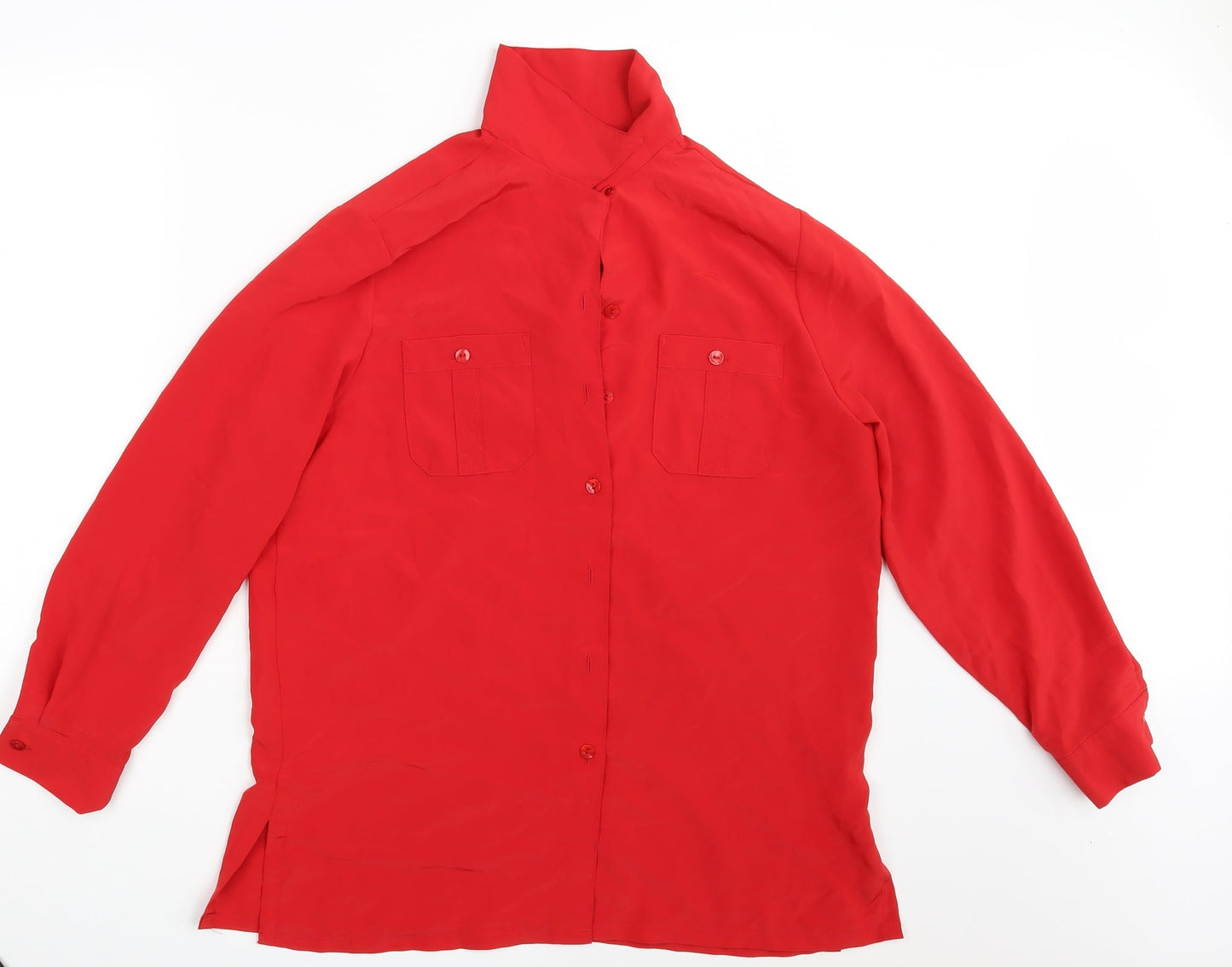 M&S Womens Red   Basic Button-Up Size 14