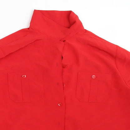M&S Womens Red   Basic Button-Up Size 14